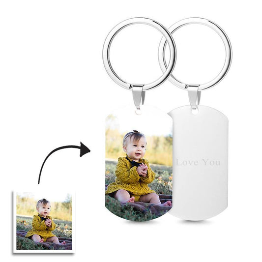 Gifts Photo Tag Key Chain With Engraving Stainless Steel