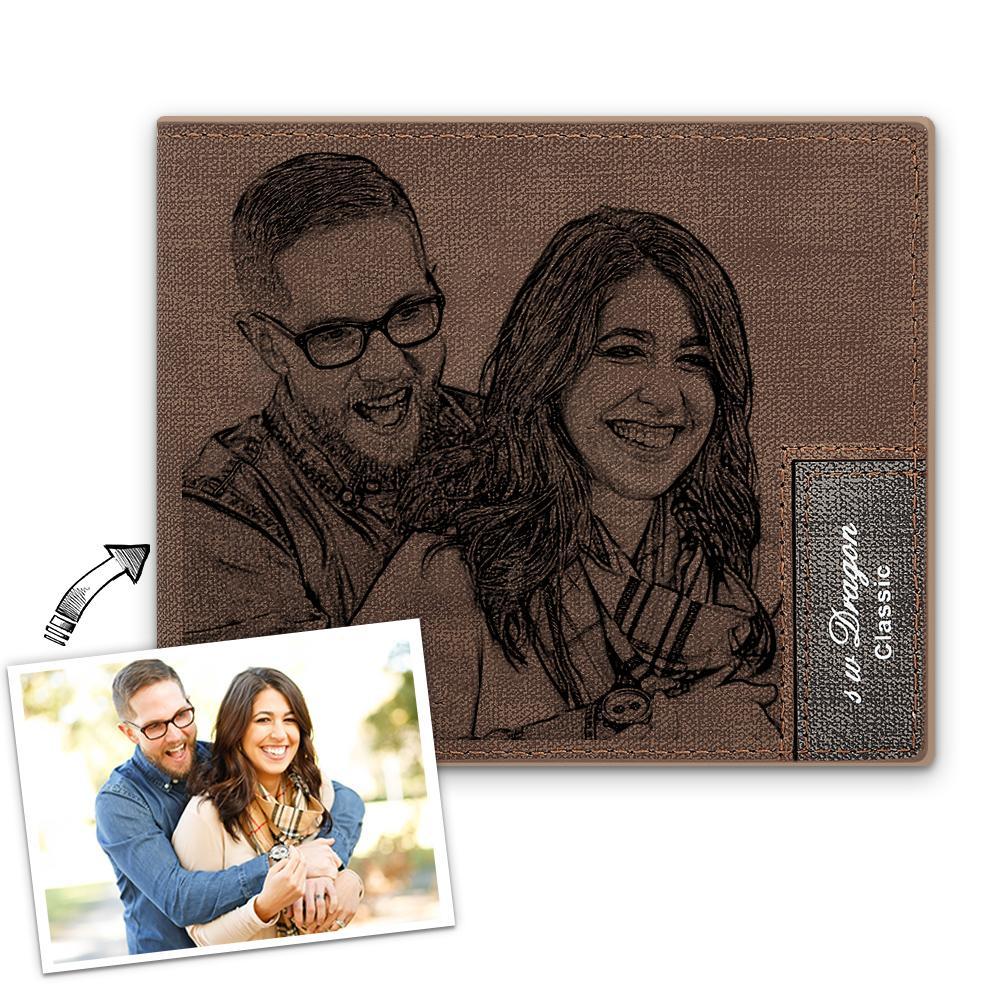 Men's Bifold Custom Photo Wallet Coffee Color - faceonboxer