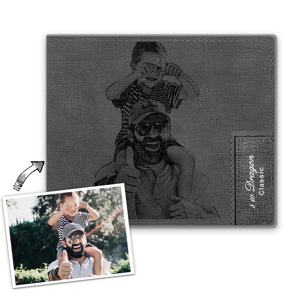 Men's Bifold Short Custom Photo Wallet Black - faceonboxer