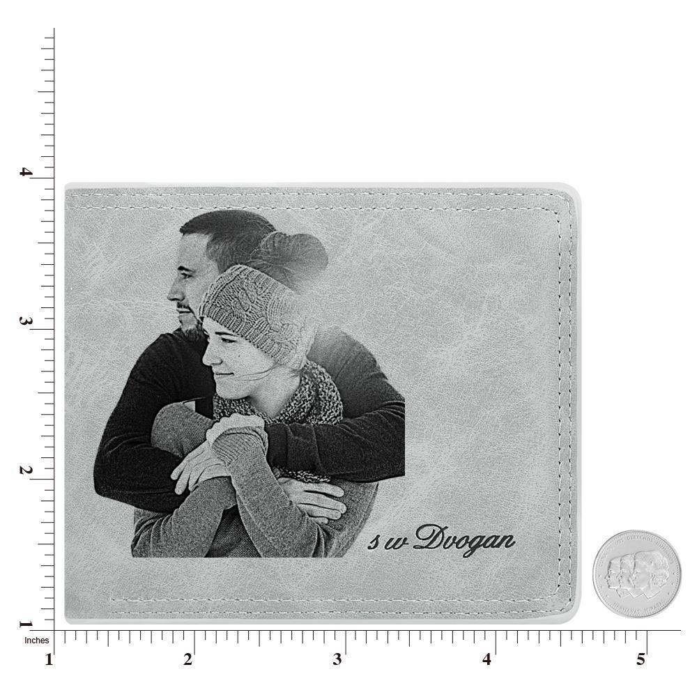 Men's Bifold Short Custom Photo Wallet Grey - faceonboxer