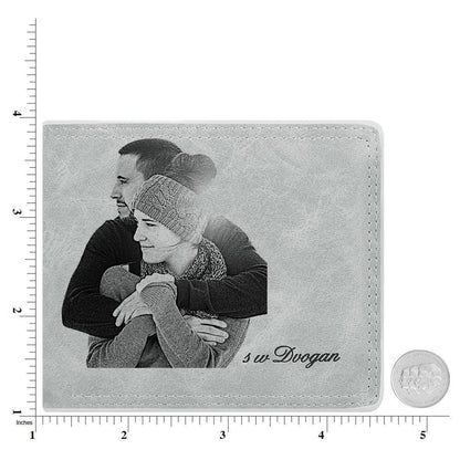 Men's Bifold Short Custom Photo Wallet Grey - faceonboxer
