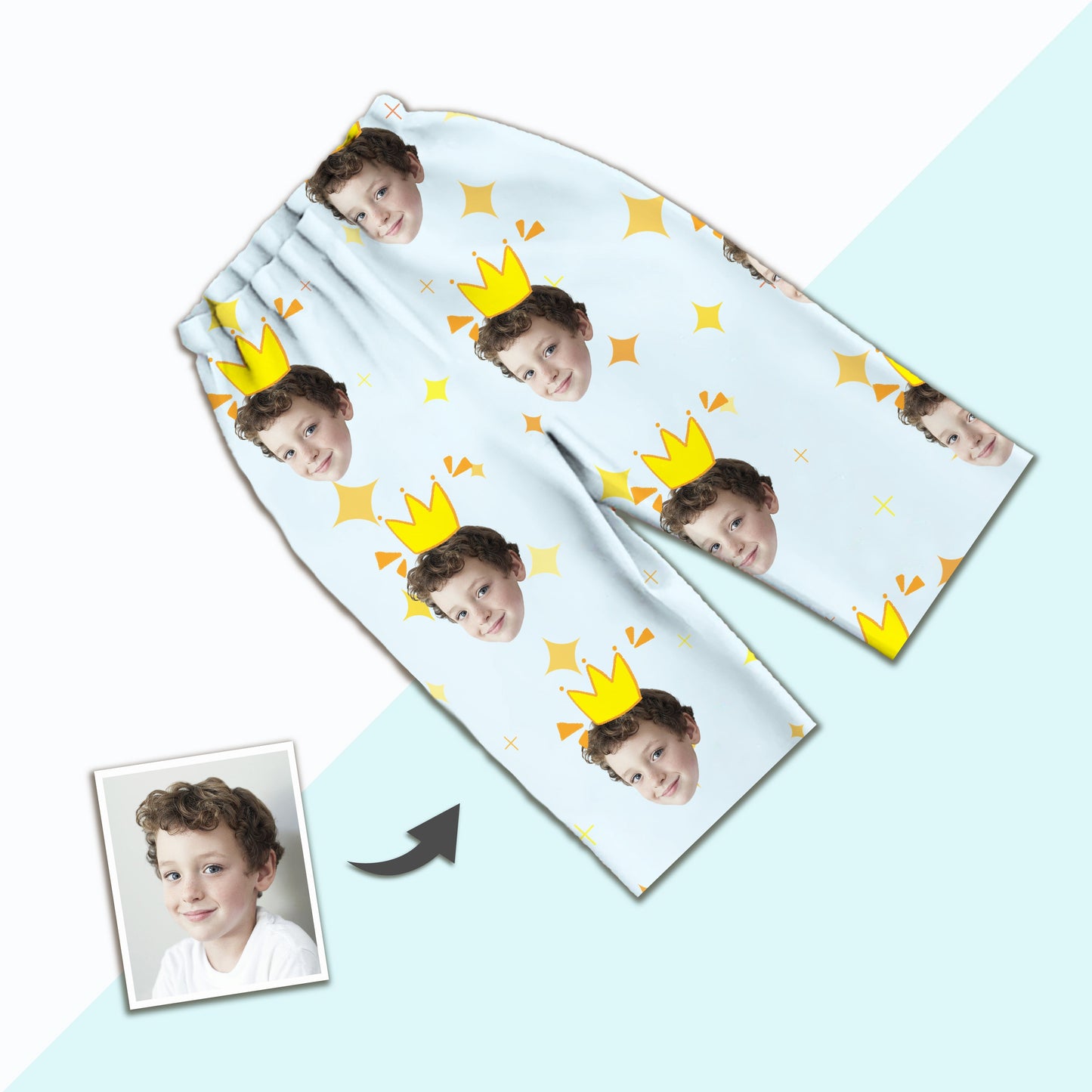 Custom Photo Short Face Pajamas, Nightwear For Boys