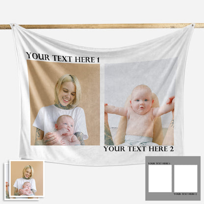 Custom Fleece Photo Blanket For Mom 1-5 Photos - faceonboxer