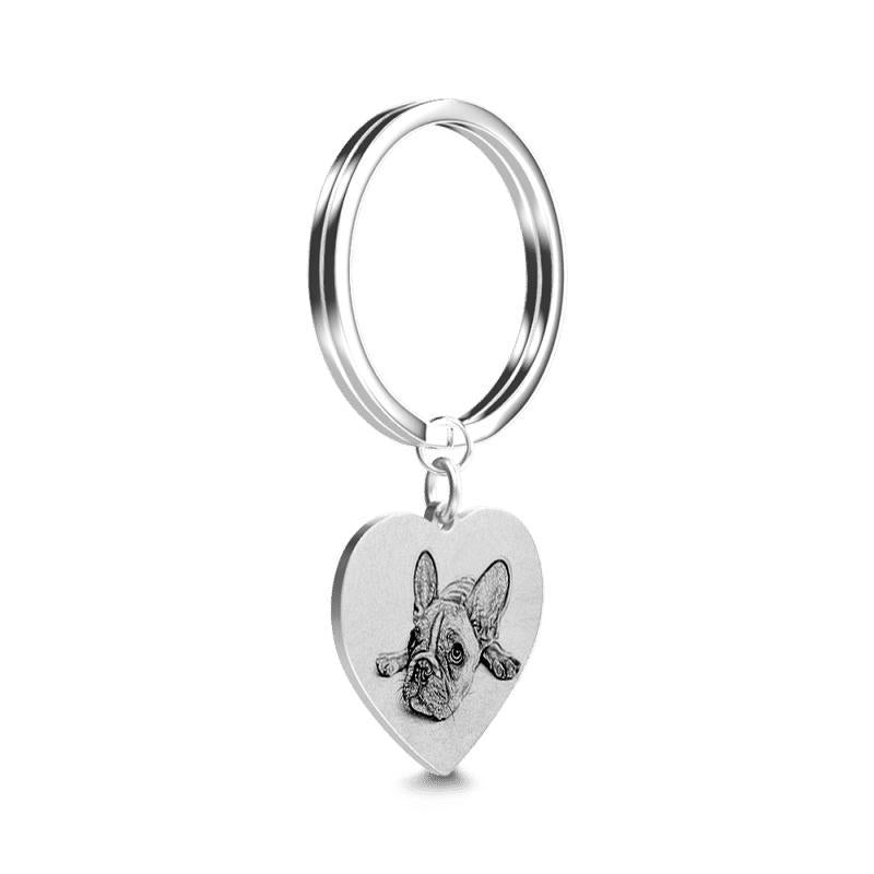 Heart Photo Engraved Tag Key Chain Stainless Steel