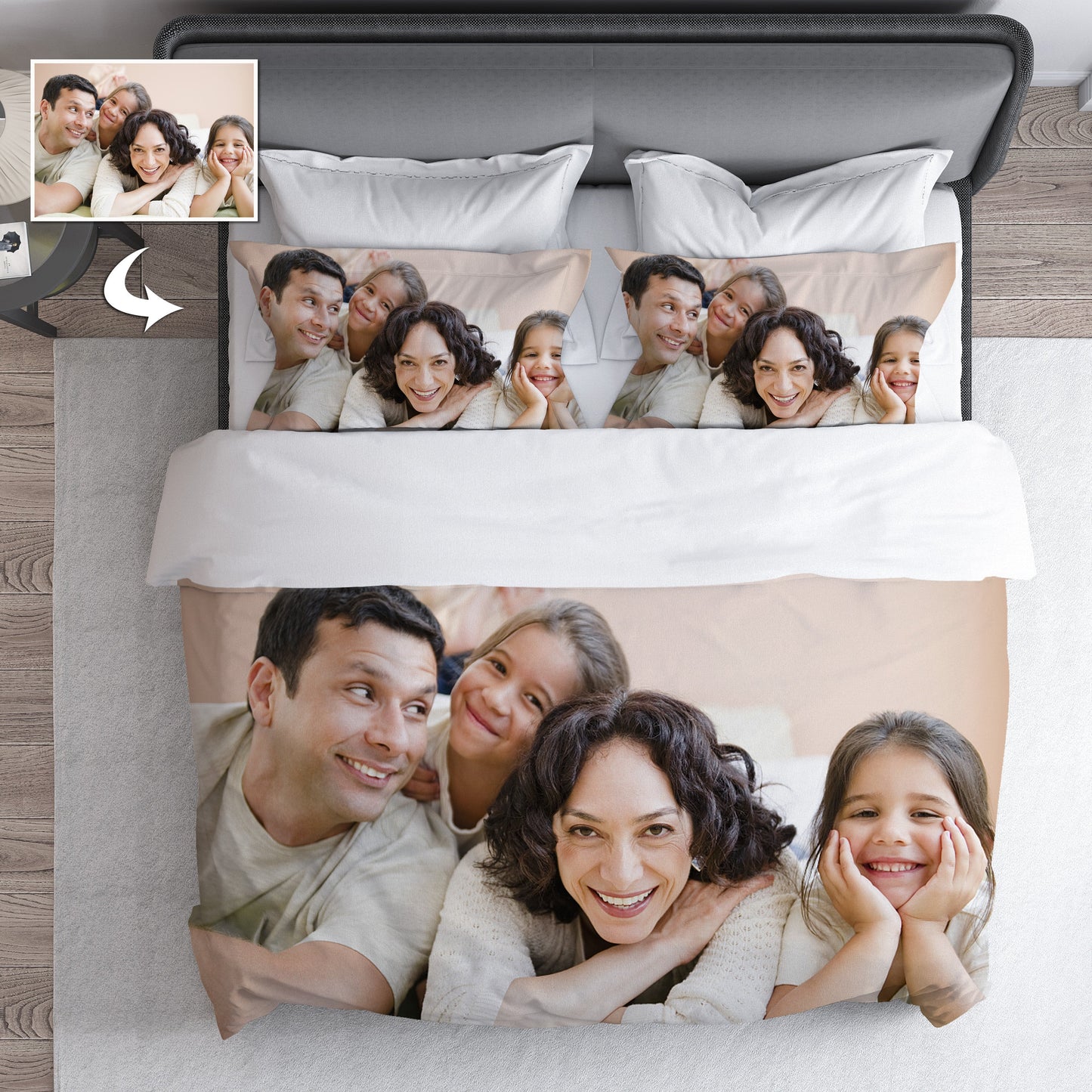 Custom Bedding Set with Photo Personalized Quilt Cover Three-Piece