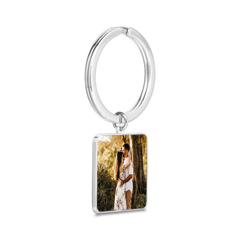 Engraved Square Tag Photo Key Chain