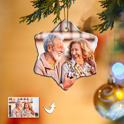 Christmas Custom Ornament Ceramic Hexagon Photo With Text Double-side 2.95’’