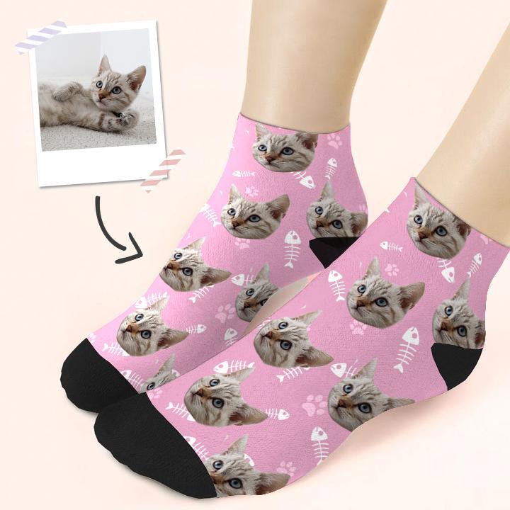 Custom Quarter Socks Cat