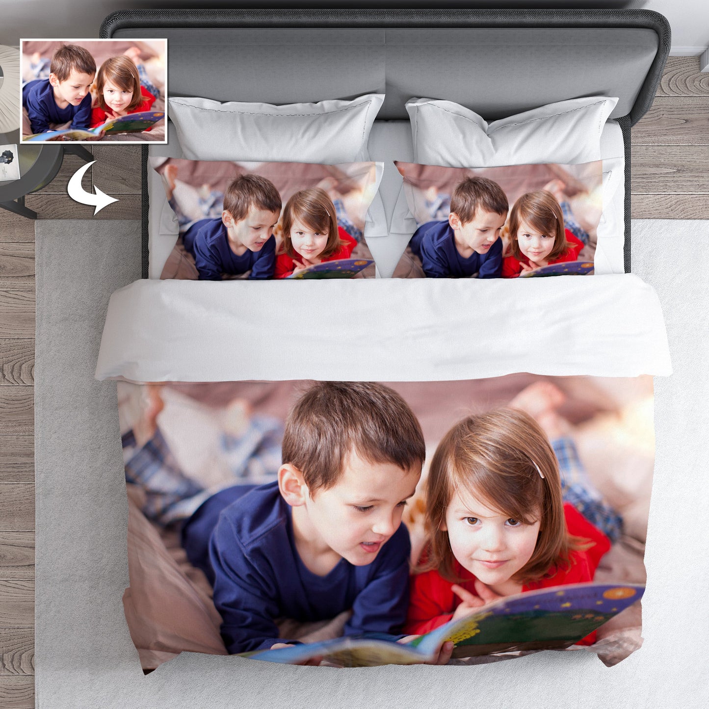 Custom Bedding Set with Photo Personalized Quilt Cover Three-Piece