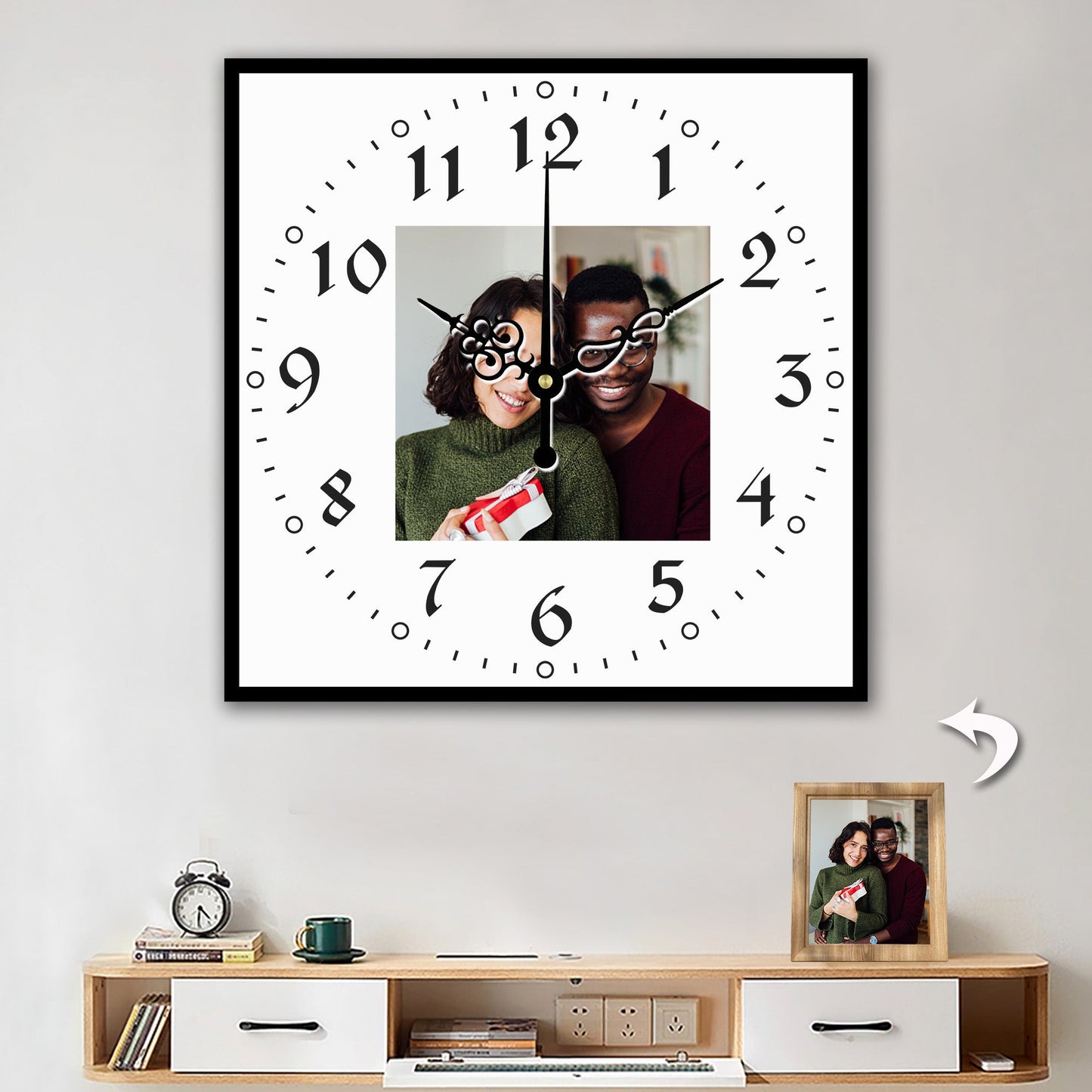 Custom Wall Clock With Photo for 4 Number Styles