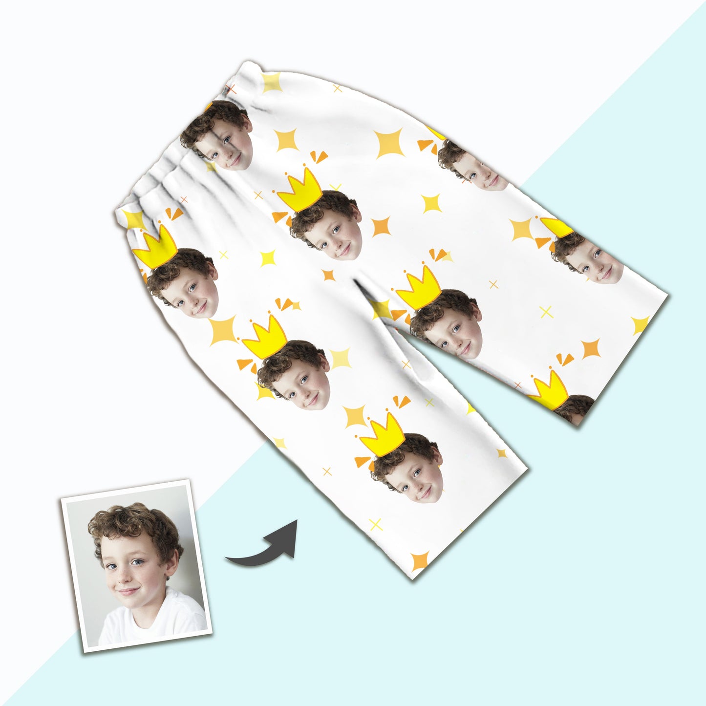 Custom Photo Short Face Pajamas, Nightwear For Boys