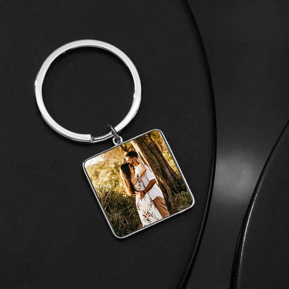 Engraved Square Tag Photo Key Chain