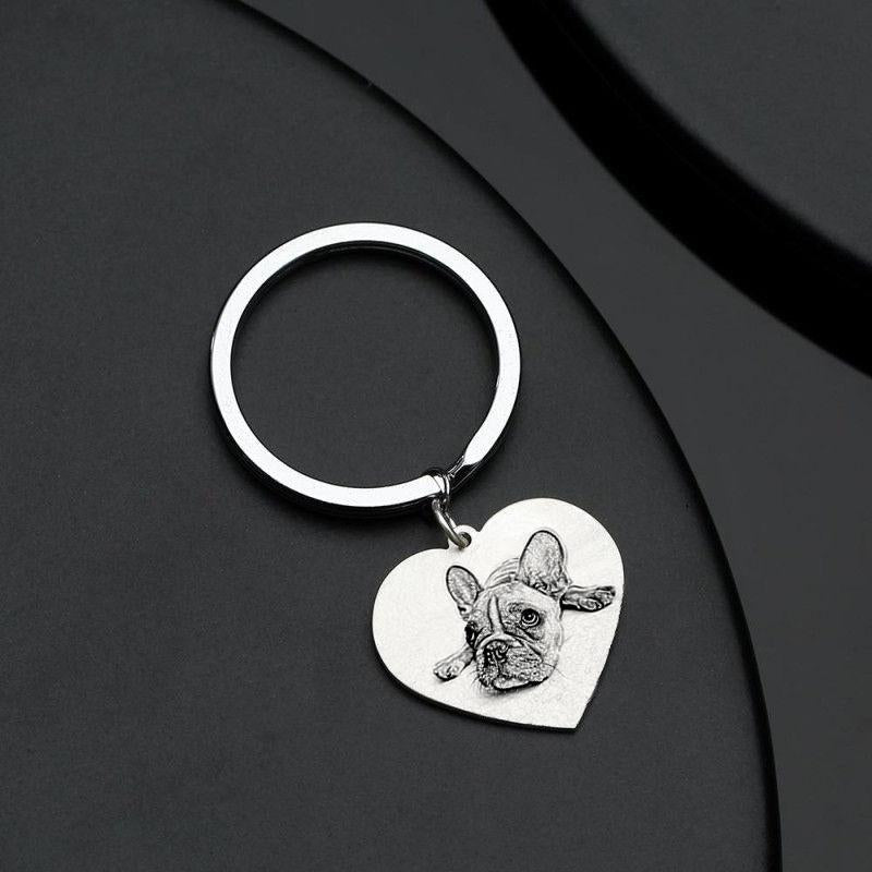 Heart Photo Engraved Tag Key Chain Stainless Steel