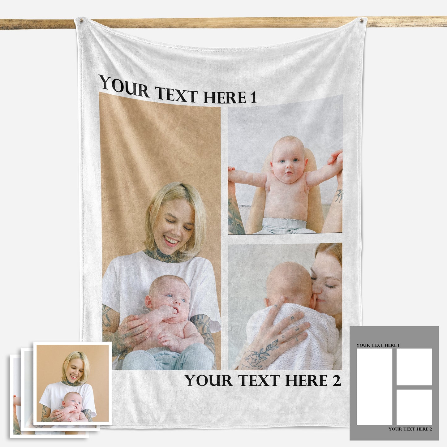 Custom Fleece Photo Blanket For Mom 1-5 Photos - faceonboxer