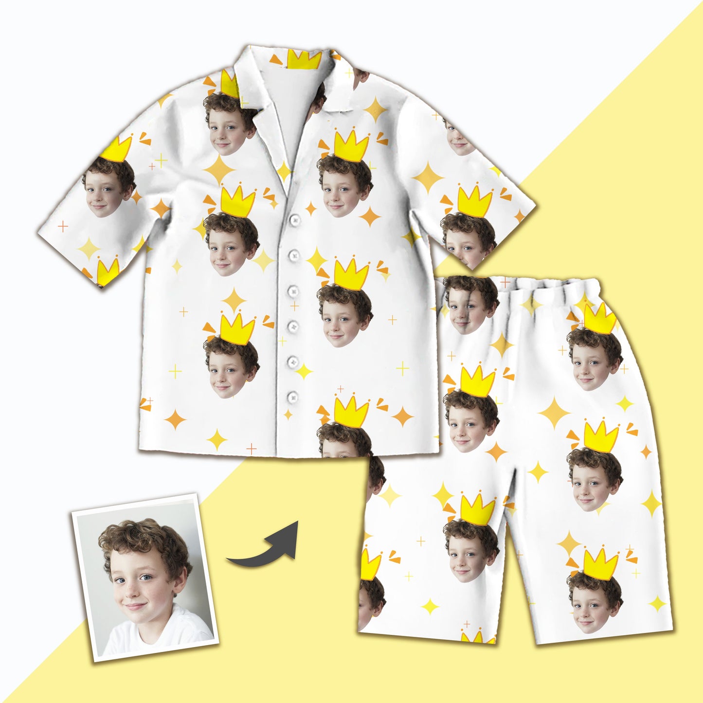 Custom Photo Short Face Pajamas, Nightwear For Boys