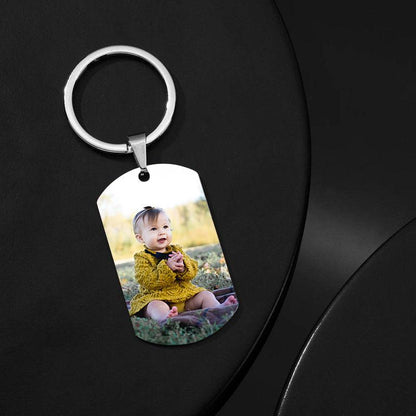 Gifts Photo Tag Key Chain With Engraving Stainless Steel