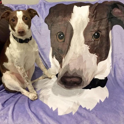 Custom Dog/Pet One Photo Blankets Fleece Blanket - faceonboxer