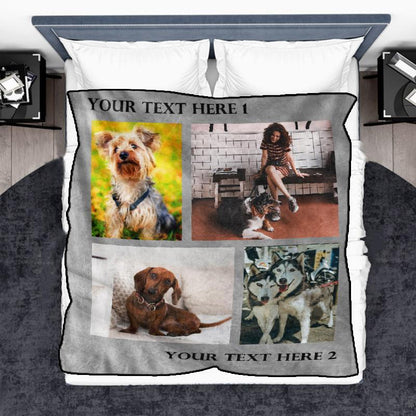 Custom Dog/Pet Fleece Photo Blanket with 1-4 Photos - faceonboxer