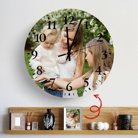 Custom Photo Wall Clock Keepsake Gift Normal Numbers