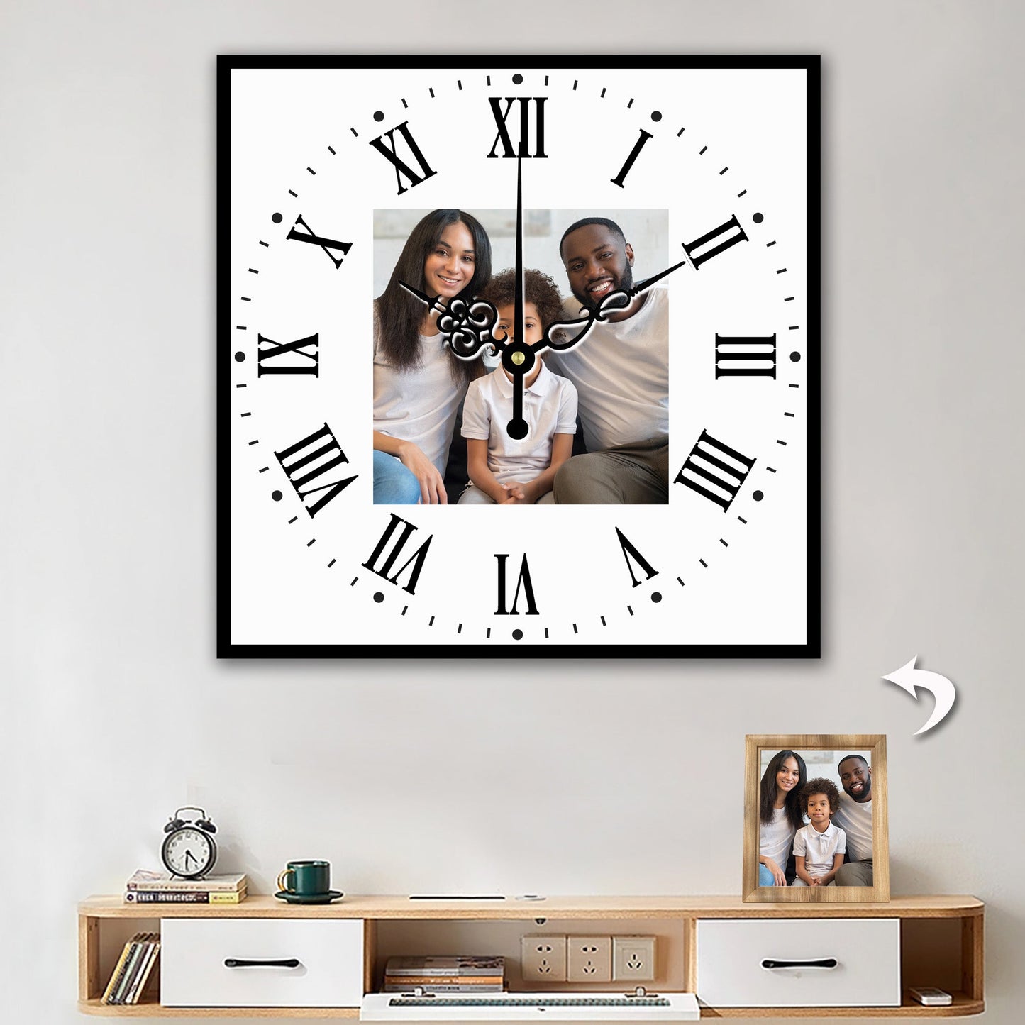 Custom Wall Clock With Photo for 4 Number Styles