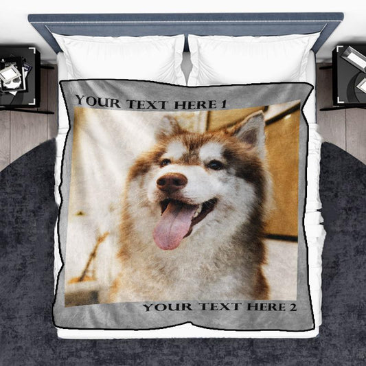 Custom Dog/Pet Fleece Photo Blanket with 1-4 Photos - faceonboxer