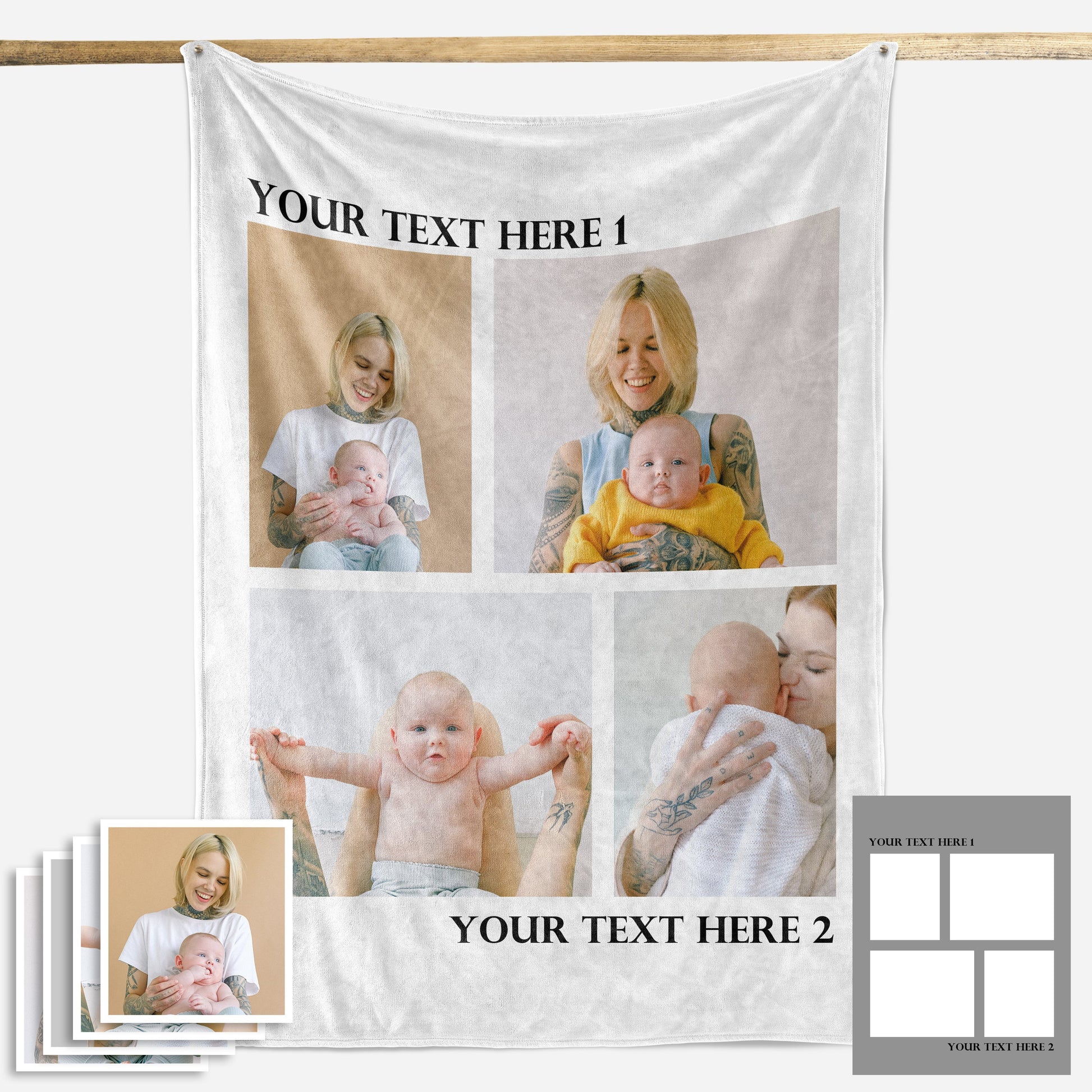 Custom Fleece Photo Blanket For Mom 1-5 Photos - faceonboxer