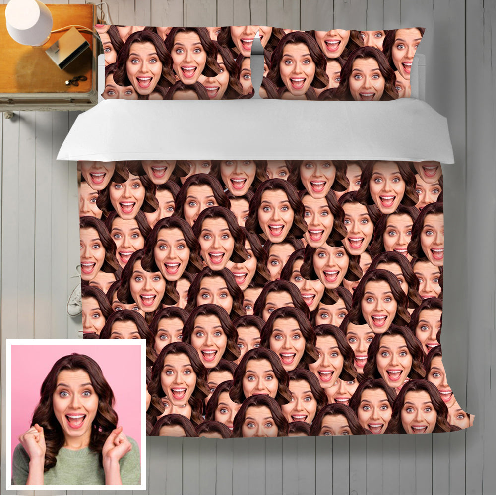 Custom Cotton Bedding Set with Photo (Quilt Cover+2 Pillow Covers)