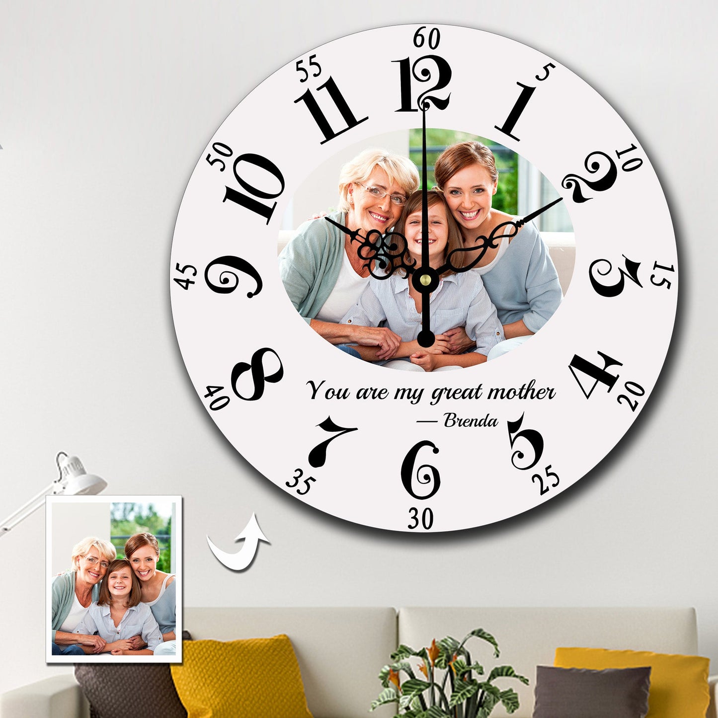 Custom Wall Clock With Photo Round Clock Elegant Style