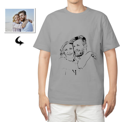 Custom Photo Cotton T-shirt Short Sleeve in Sketch Image