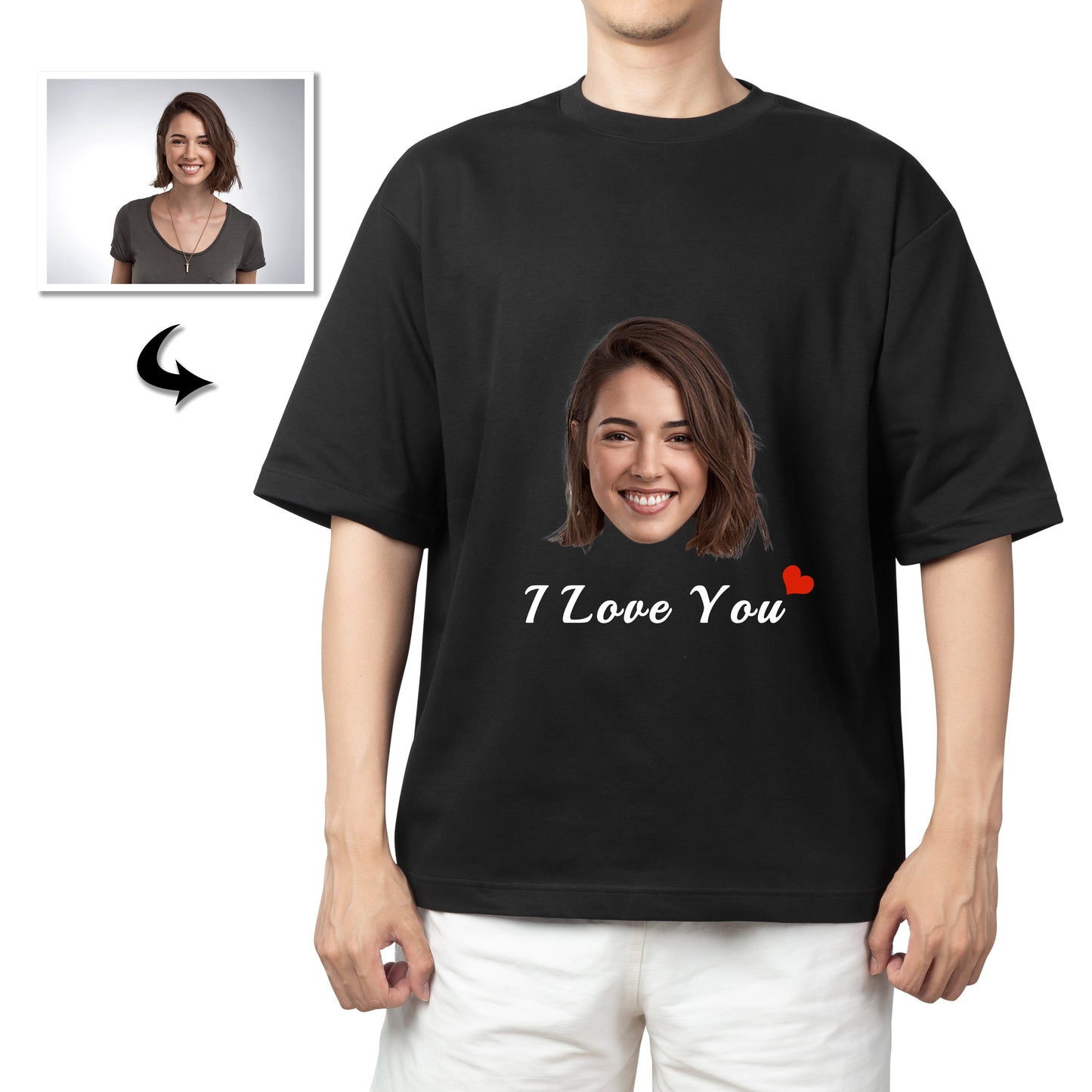 Custom Photo Face T-shirt with Text