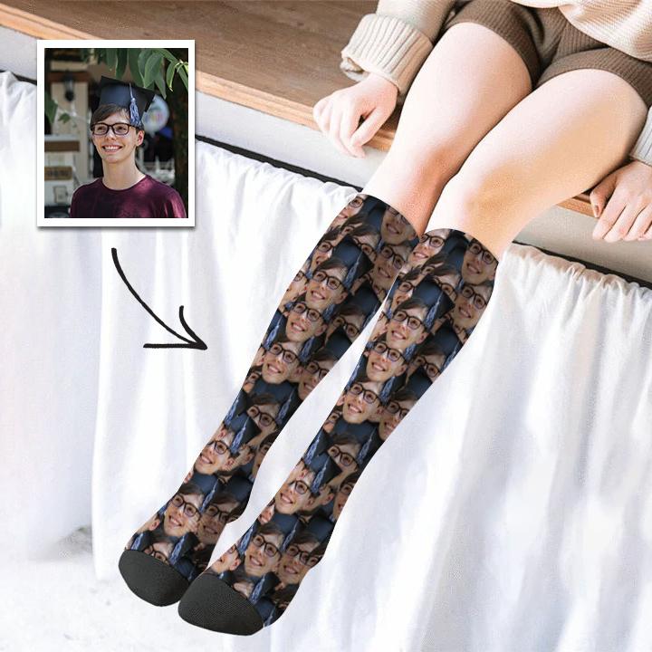 Custom Knee High Photo Socks Face Mash