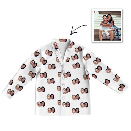 Custom Photo Pajamas Photo Long Sleeve Pajamas Sleepwear Gifts Ideas Nightwear Shirts Unisex-Top Only