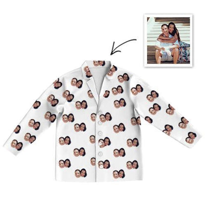 Custom Photo Pajamas Photo Long Sleeve Pajamas Sleepwear Gifts Ideas Nightwear Shirts Unisex-Top Only