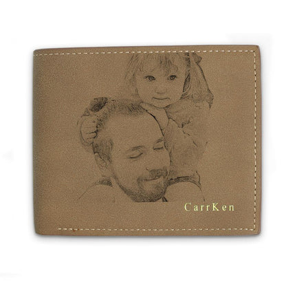 Memorable Gift Men's Custom Photo Wallet - Brown Leather - faceonboxer