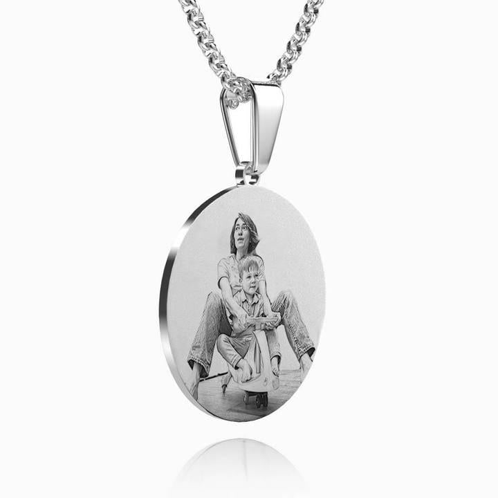 Women's Round Photo Necklace Stainless Steel - faceonboxer
