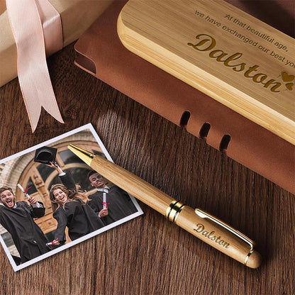 Personalized Wood Pen Set - Engraved Pen Set With Wooden Box Gift For Her/Him