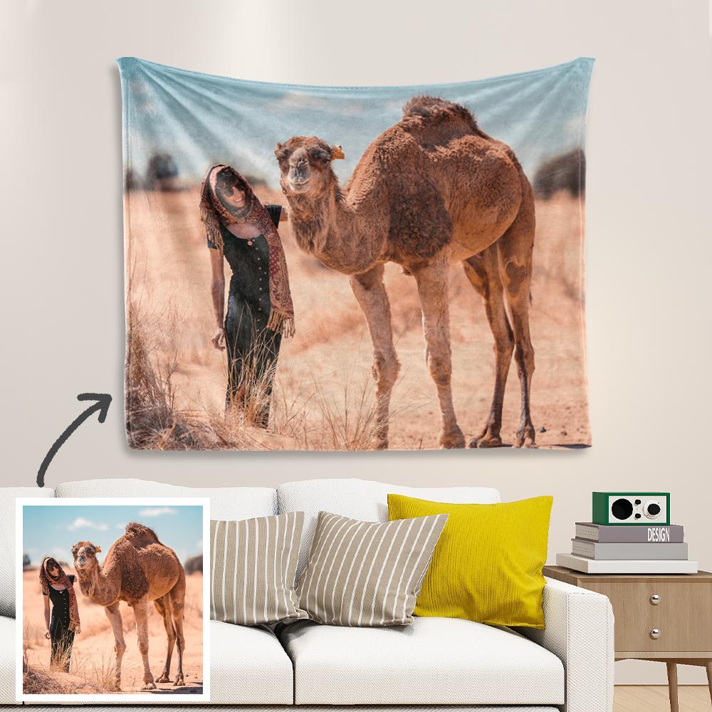 Custom Family Photo Tapestry Short Plush Wall Decor Hanging Painting - faceonboxer