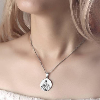 Women's Round Photo Necklace Stainless Steel - faceonboxer