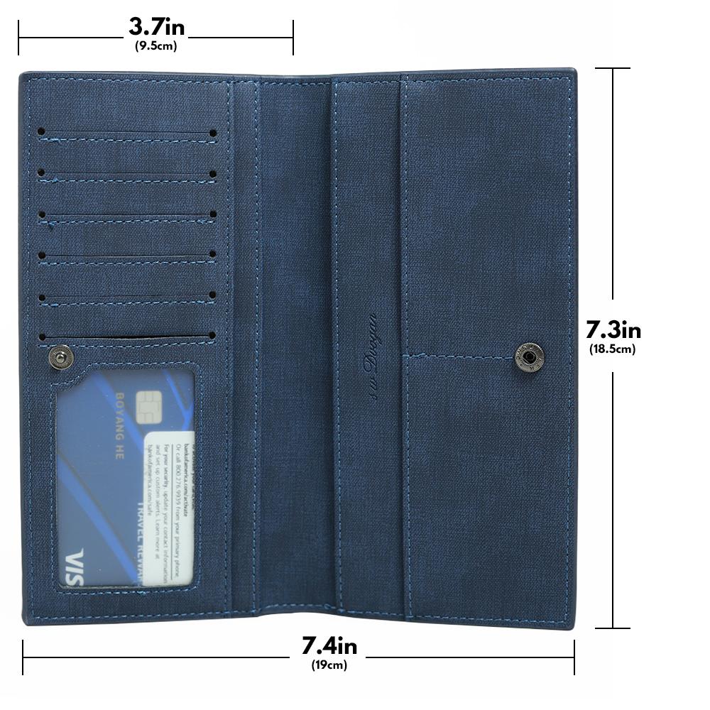 Memorable Gift for Custom Photo Wallet | Bifold Long Style Wallet-Blue - faceonboxer