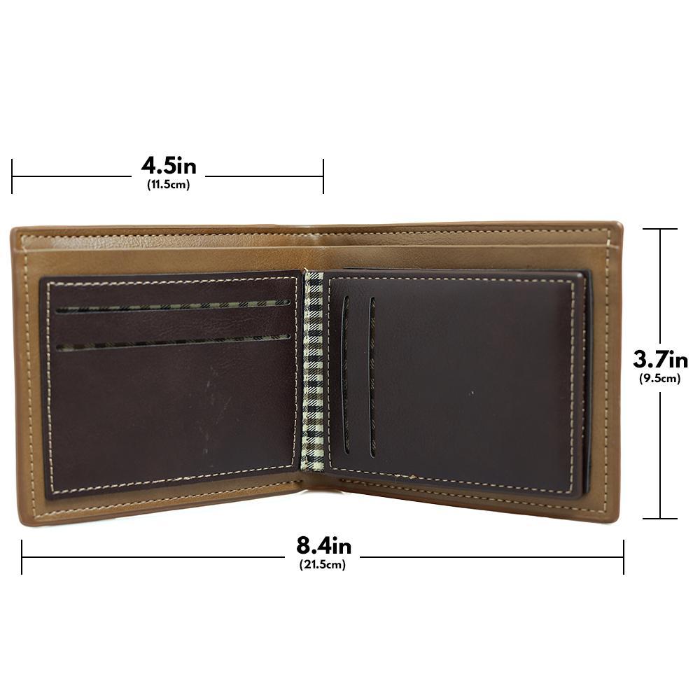 Meaningful Gifts Men's Custom Photo Wallet - Brown Leather - faceonboxer