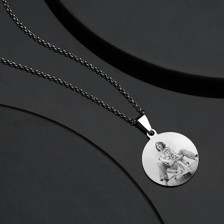 Women's Round Photo Necklace Stainless Steel - faceonboxer