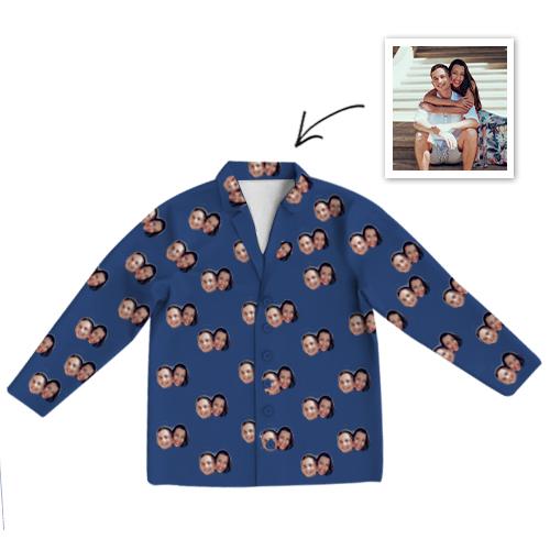 Custom Photo Pajamas Photo Long Sleeve Pajamas Sleepwear Gifts Ideas Nightwear Shirts Unisex-Top Only