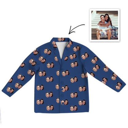 Custom Photo Pajamas Photo Long Sleeve Pajamas Sleepwear Gifts Ideas Nightwear Shirts Unisex-Top Only