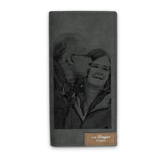 A Meaningful Gift for Custom Photo Wallet | Bifold Long Style Wallet - Black - faceonboxer