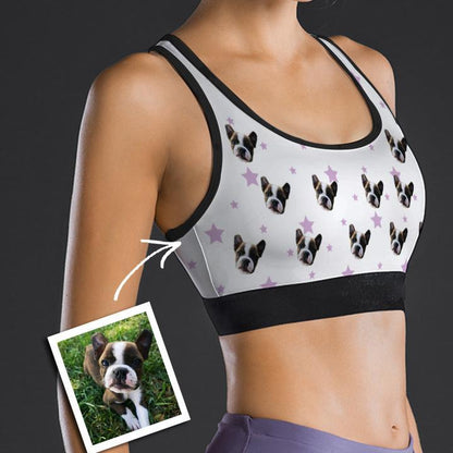 Custom Face Sports Bra With Star Pet