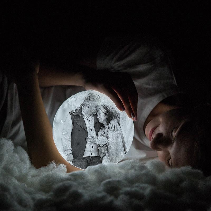 Touch 3 Colors - Christmas Cute Gift Engraved Photo Moon Lamp - faceonboxer