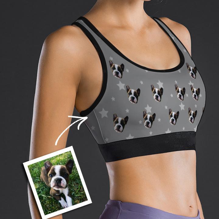 Custom Face Sports Bra With Star Pet
