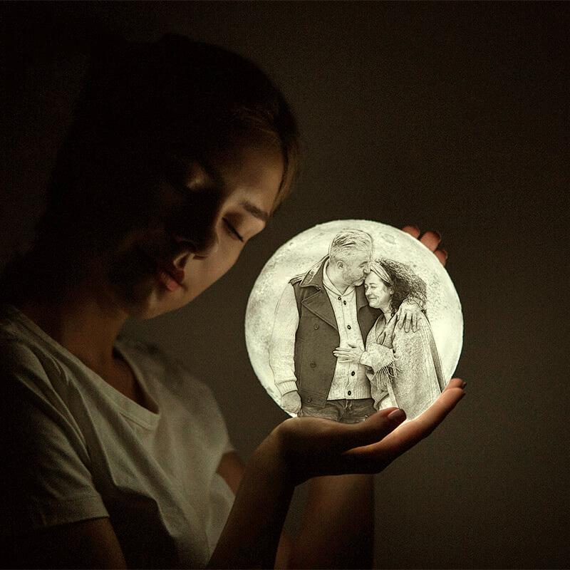 Touch 3 Colors - Christmas Cute Gift Engraved Photo Moon Lamp - faceonboxer
