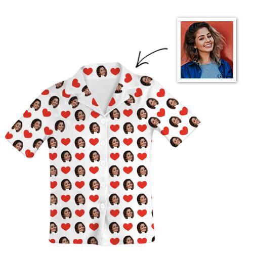 Custom Photo Pajamas Short Sleeved Pajamas , Home Wear , Unisex-Top Only