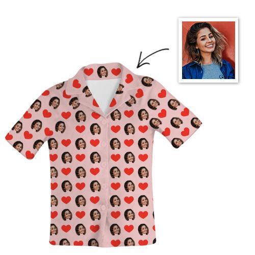 Custom Photo Pajamas Short Sleeved Pajamas , Home Wear , Unisex-Top Only